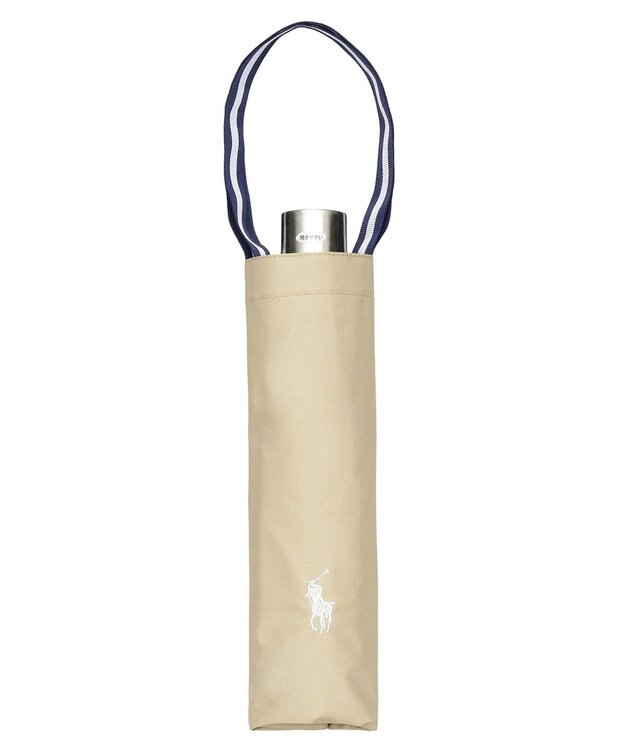 MOONBAT 【軽量】POLO RALPH LAUREN 晴雨兼用日傘 折りたたみ傘 PP刺繍／遮光 遮熱 UV ベージュ×オフ