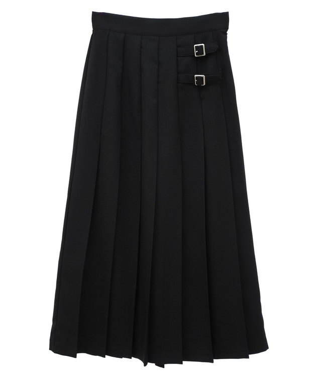 earth music&ecology サイドバックルプリーツスカート Black