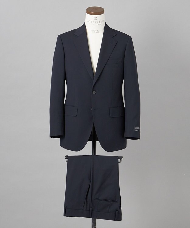 GOTAIRIKU オールシーズン対応【御幸毛織】WOOL×SOLOTEX ストレッチスーツ（ネイビーストライプ） ネイビー系1