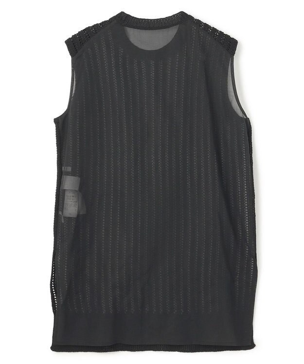 BEIGE， 【洗える】ALOE / コットンメッシュオーガンジーノースリーブニット Black