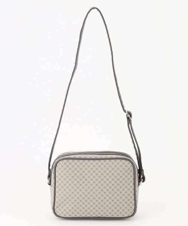 ANY クラシックラウンドショルダーバッグ ベージュ×グレー柄