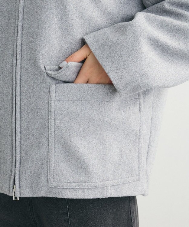 Green Parks ２ＷＡＹニットフードウールライクジャケット Gray Mixture