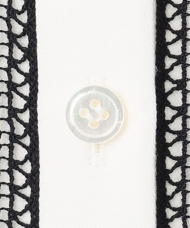 ICB 【日本製】 コットンリネンタンブラー ブラウス オフホワイト×ブラック系