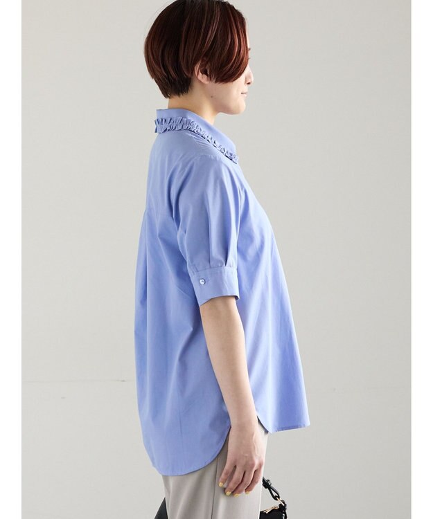 Te chichi ミニフリルトリムカラーブラウス ブルー