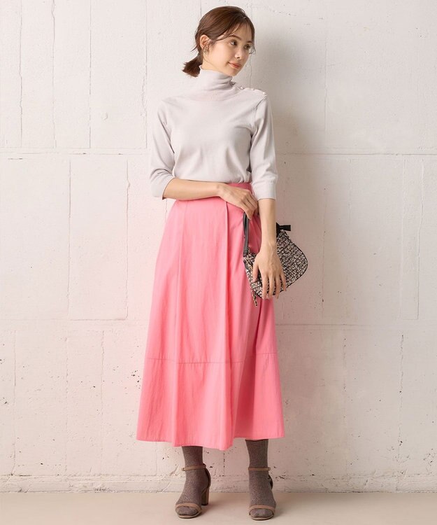 組曲 【洗える・後ろゴム】ナイロンリヨセルタフタ フレアスカート ピンク系