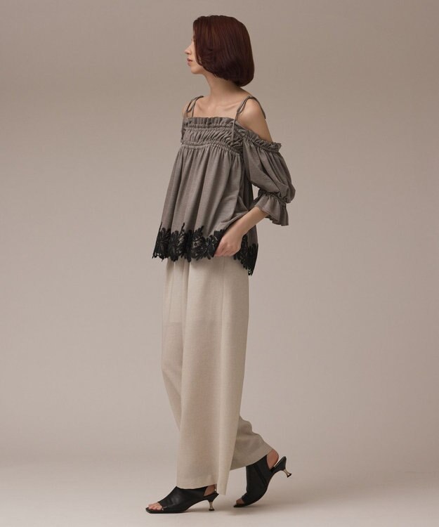 GRACE CONTINENTAL ギャザーフレアトップ カーキ