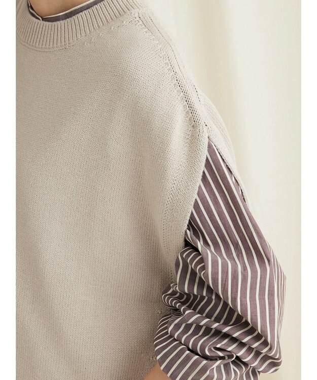 CRAFT STANDARD BOUTIQUE 洗える クルーネックニットベスト Gray Beige