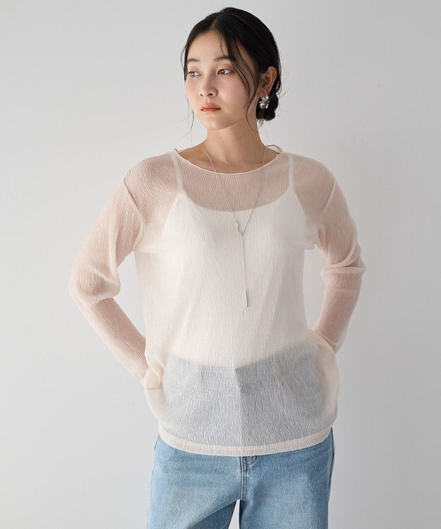 YECCA VECCA 袖レースシアートップス Ivory