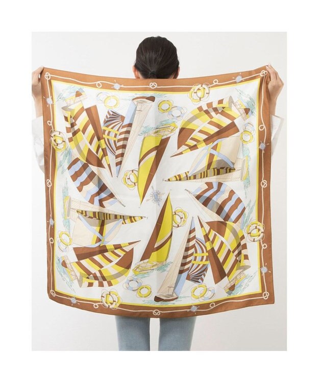 UNBILLION カカトゥ kakatoo / ヨット柄シルクスカーフ ブラウン