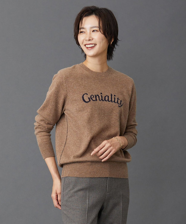 J.PRESS LADIES 【洗える】CASHMERE BLEND ロゴ ニット ブラウン系