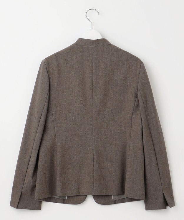 J.PRESS LADIES T/Rアルガンシルク ノーカラー ジャケット ブラウン系