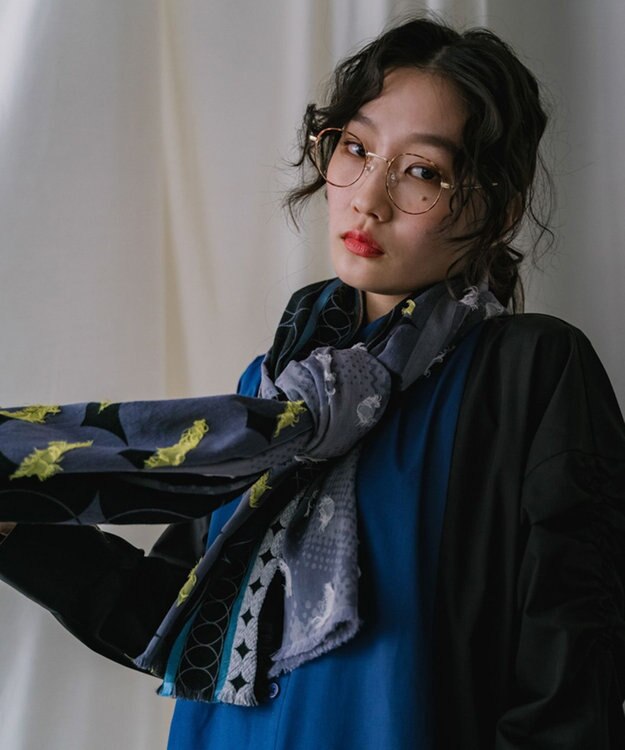 POLS コットン・キュプラ MIXTURE　フサスカーフ グレイ