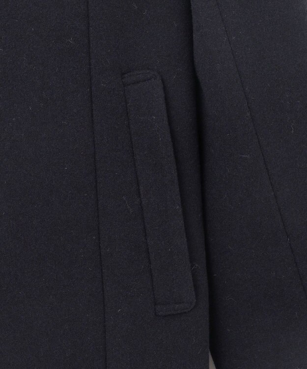 ANY SIS L ウールライクノーカラー ロングコート ネイビー