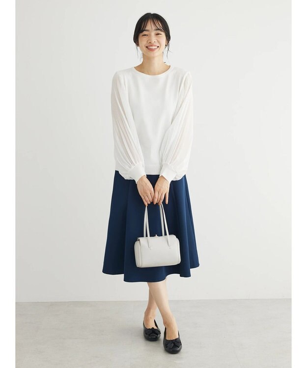 Green Parks 〈選べるきれシル〉フレアミディ丈スカート Dark Navy