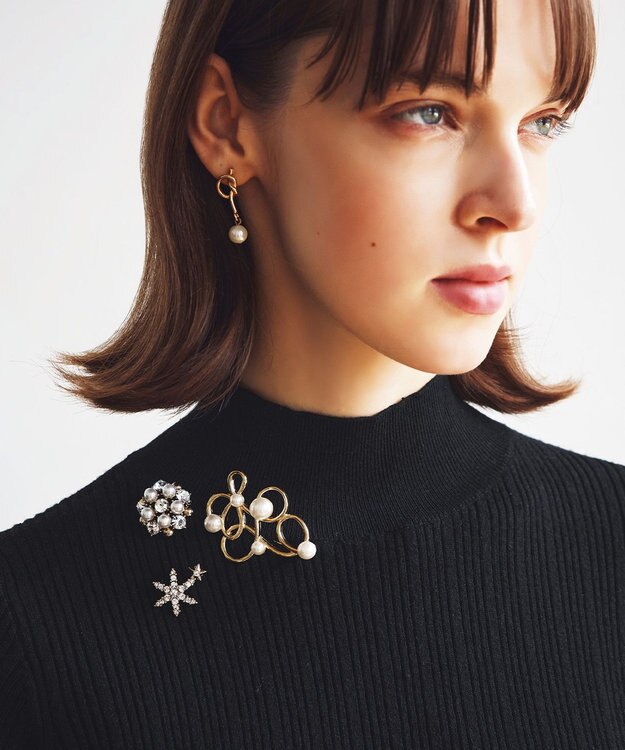 組曲 リブハイネック  ニット ブラック系