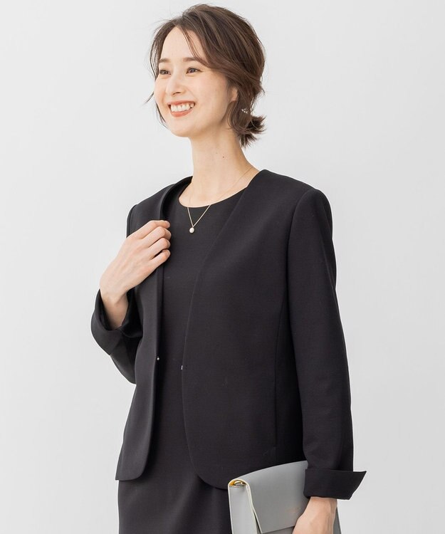 自由区 【XSサイズ～/洗える】WASHABLEPONTE  ボレロジャケット ブラック系