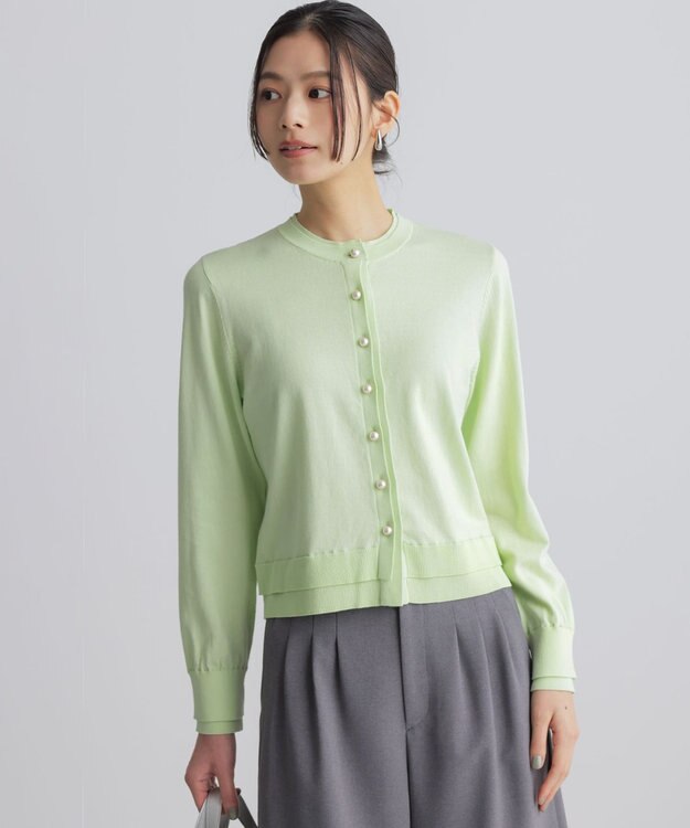 組曲 コットンニット カーディガン ミストグリーン系