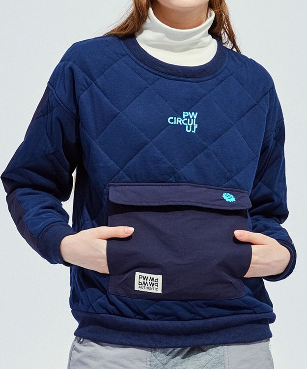 PW CIRCULUS 【裏地付き/防寒】【WOMEN】キルティングスエットプルオーバー ネイビー系