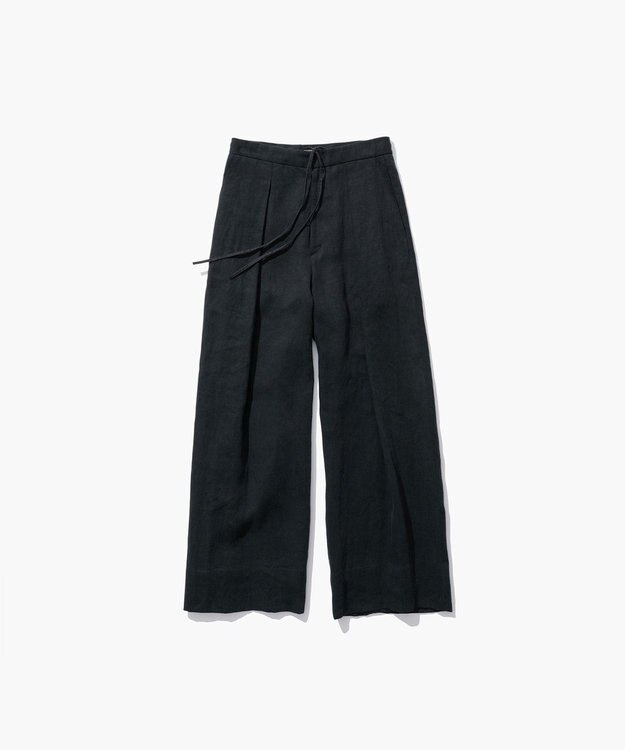 ATON LINEN TWILL | タックイージーパンツ BLACK