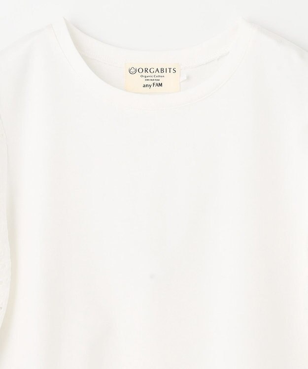 ANY スリーブレースコンビTシャツ オフ