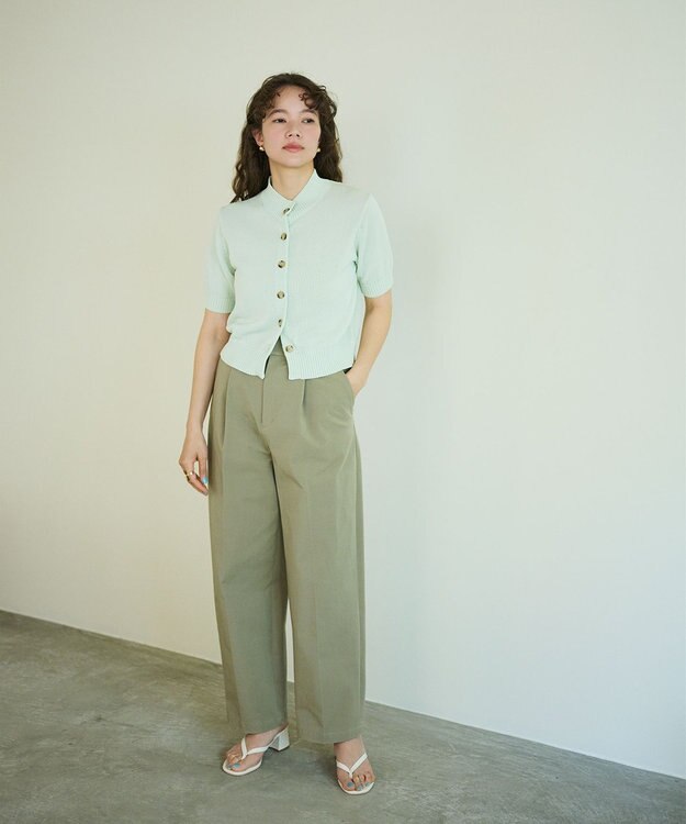 #Newans 〈花乃まりあさんコラボ〉コットンコードカーディガン ライトグリーン