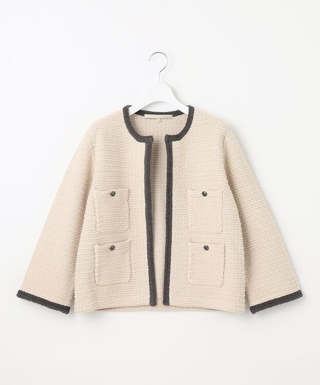 自由区 ツイードライクニット カーディガン ベージュ系