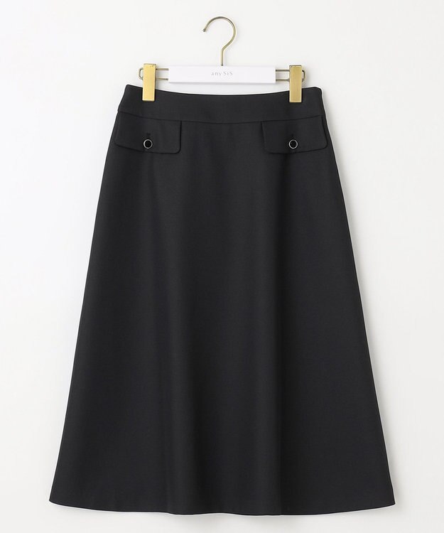 ANY SIS 【洗える】フラップポイントフレア スカート ブラック