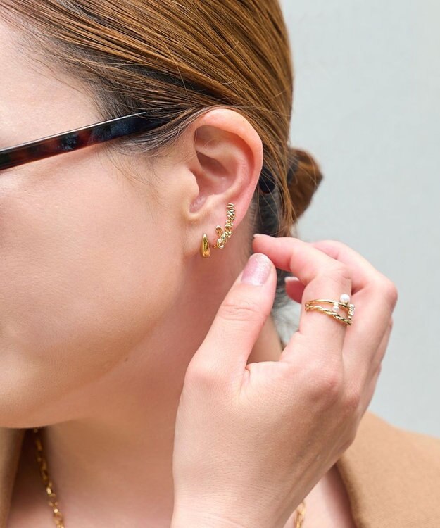 Phoebe 【限定セット】ビッグドロップメタルチェーンネックレス×ドロップハーフフープミニピアス ゴールド