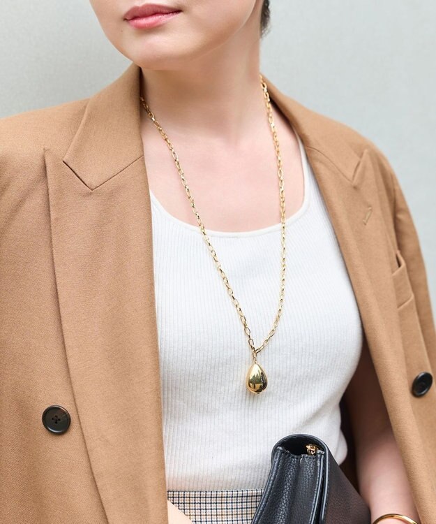 Phoebe 【限定セット】ビッグドロップメタルチェーンネックレス×ドロップハーフフープミニピアス ゴールド