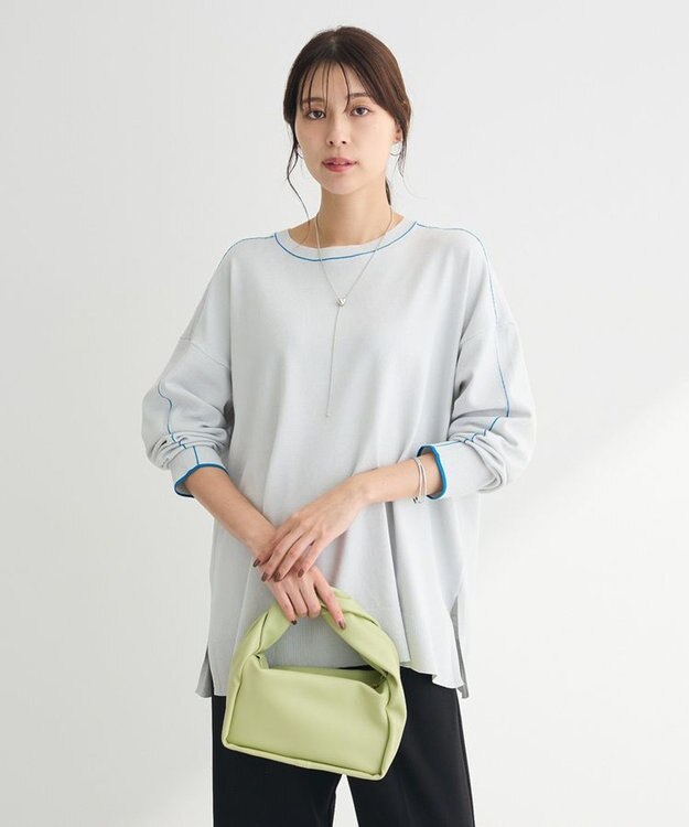 Green Parks アンチピリングライン入りニットプルオーバー Gray