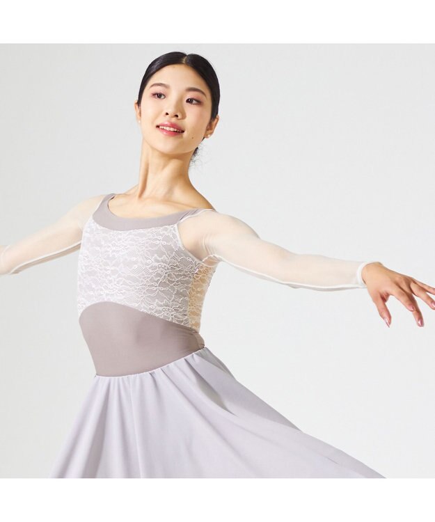 Chacott ◎【AKANE TAKADA】ロングスリーブレオタード グレー