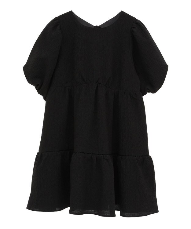 earth music&ecology バックリボンパフスリーブミニワンピース Black