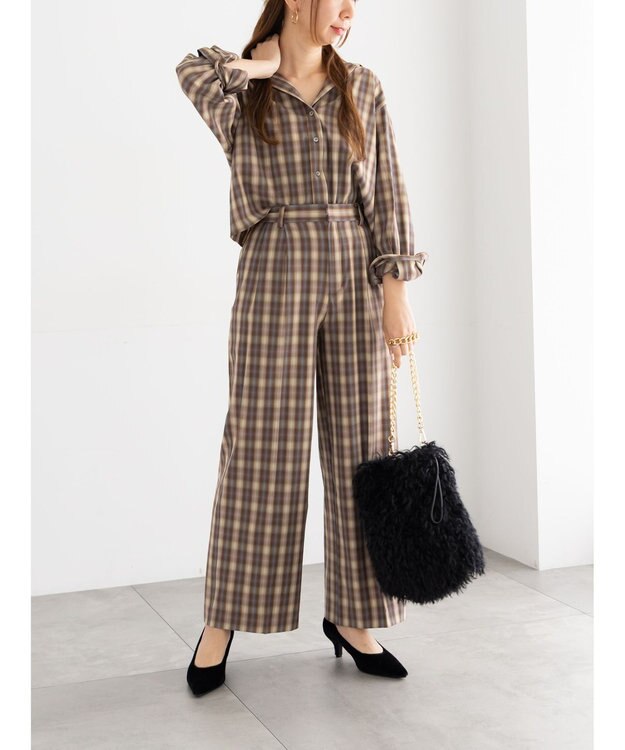 Te chichi チェックショートシャツ（セットアップ可）《2025Autumn catalog item》 ブラウン