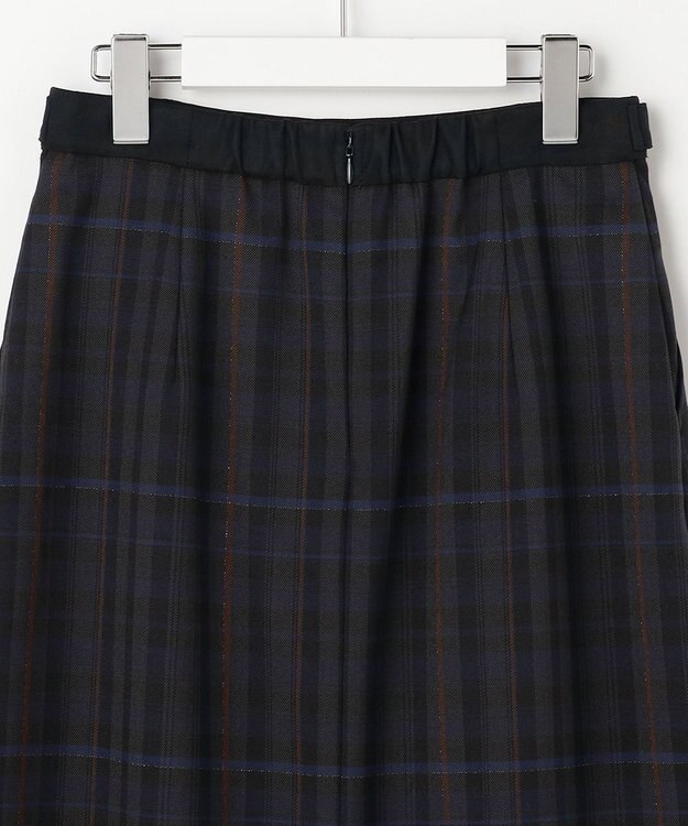 J.PRESS LADIES milledタータンラメチェック ナロー スカート ネイビー系