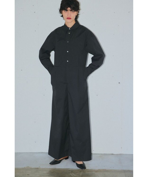 NAVE 【ReNAVE・セットアップ可/洗える/接触冷感/UVケア】コットンポリブロード オールインワン ブラック系