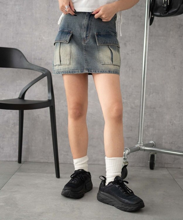 WEGO カーゴミニスカート デニム