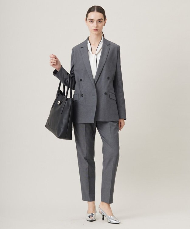 ICB L 【UVケア・速乾・接触冷感・洗える】BackSatinAmunzen 配色ボウタイブラウス オフホワイト系