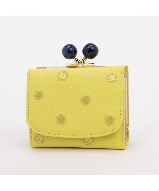 UNBILLION ペルケ perche / アクリル玉三つ折りミニサイフ ライトイエロードット