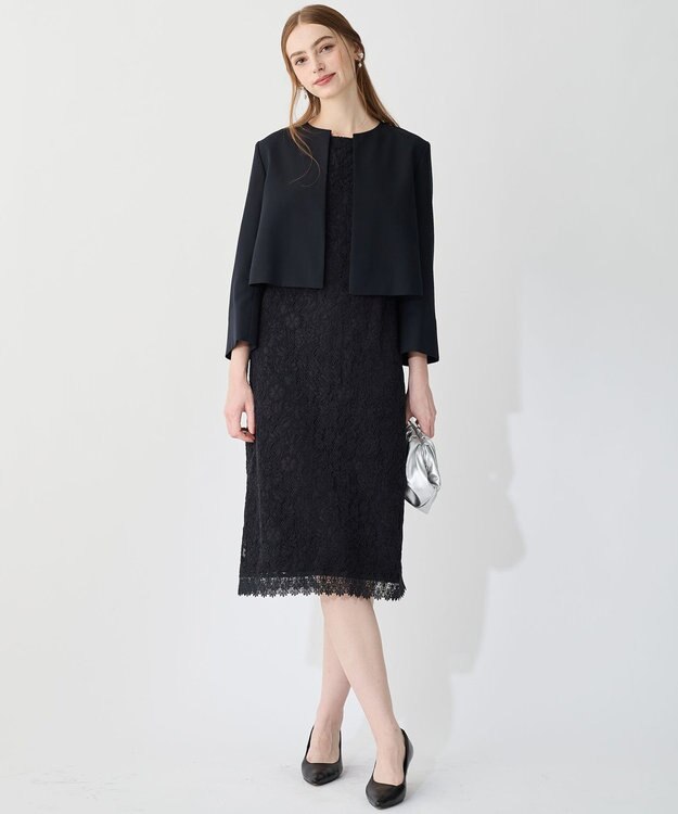 23区 L 【APPLAUDIR】モールフラワーレース ドレス ネイビー系