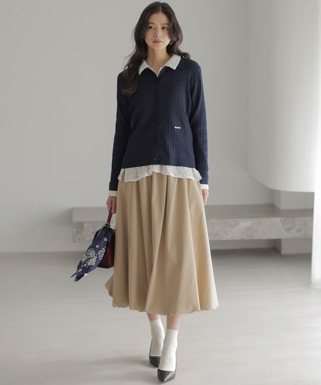 組曲 【WEB限定】フラワーチュールブラウスライク カットソー アイボリー系