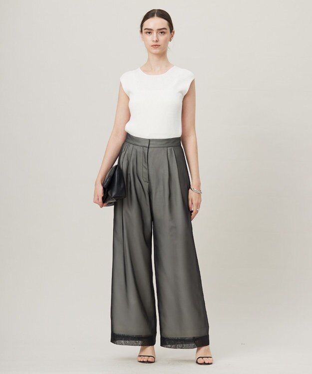 ICB 【洗える】 シアーレイヤードパンツ ブラック系