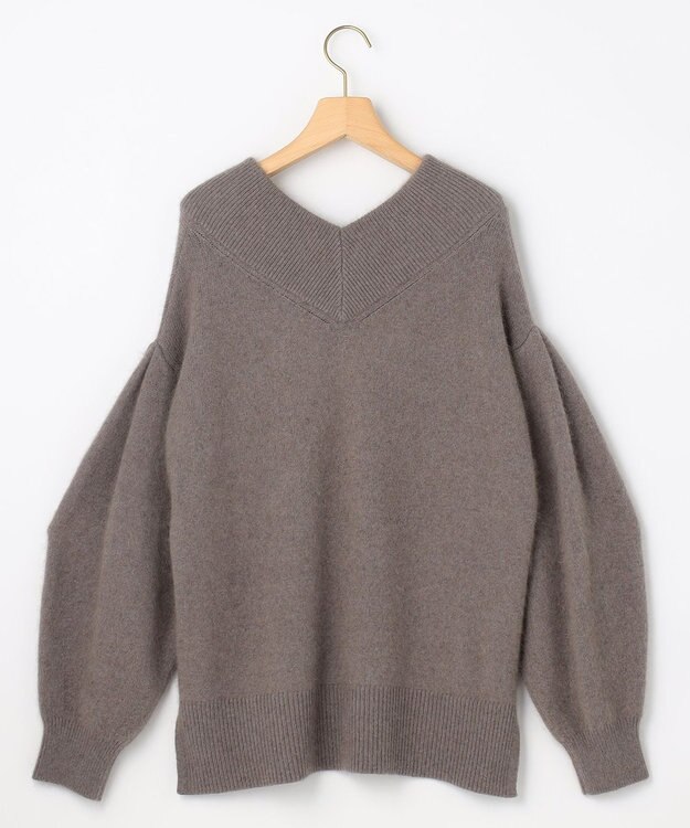組曲 S フラッフィーファーＶネック ニット ブラウン系