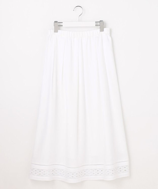 J.PRESS LADIES スパンソフトクロス刺繍 スカート オフ系