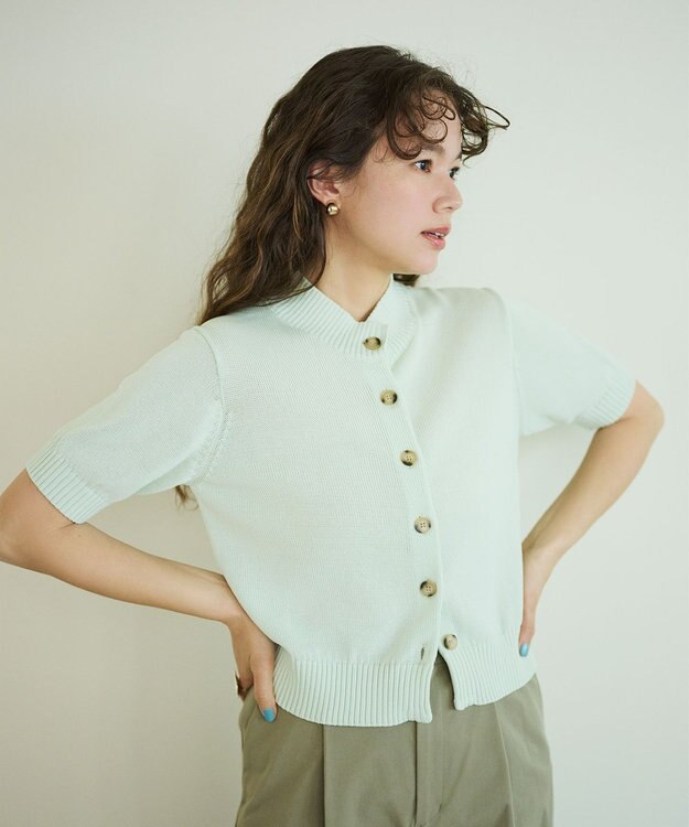 #Newans 〈花乃まりあさんコラボ〉コットンコードカーディガン ライトグリーン