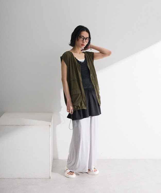 Green Parks シアーミリタリーベスト Black