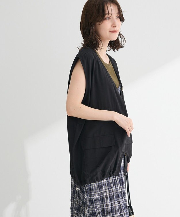 Green Parks シアーミリタリーベスト Black