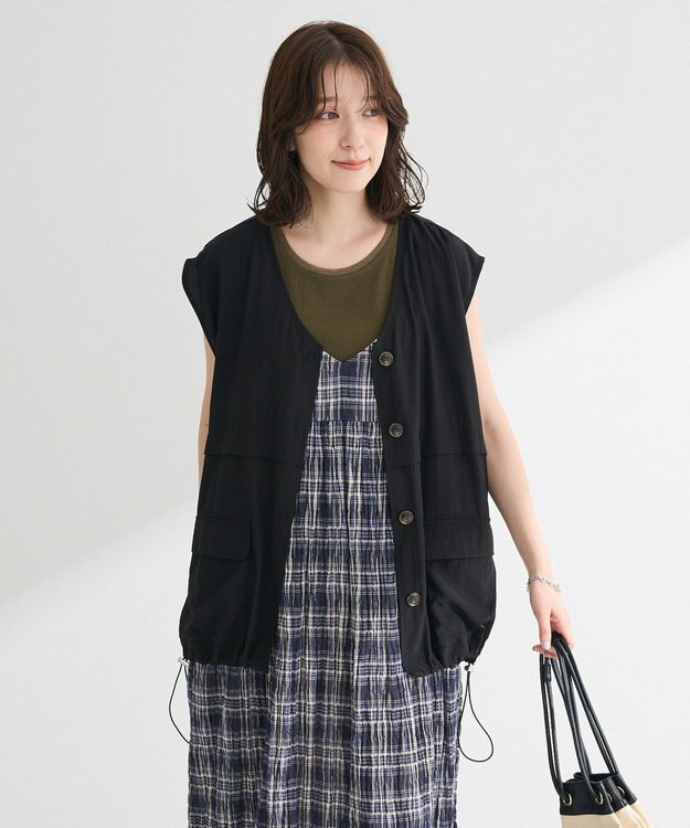 Green Parks シアーミリタリーベスト Black