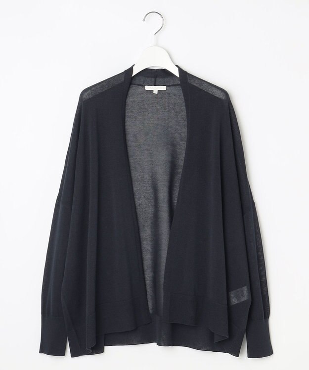 自由区 L 【アンサンブル対応・洗える】ドライシアーファインゲージ カーディガン ネイビー