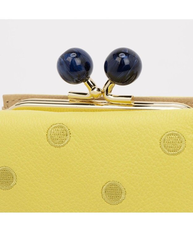 UNBILLION ペルケ perche / アクリル玉三つ折りミニサイフ ライトイエロードット