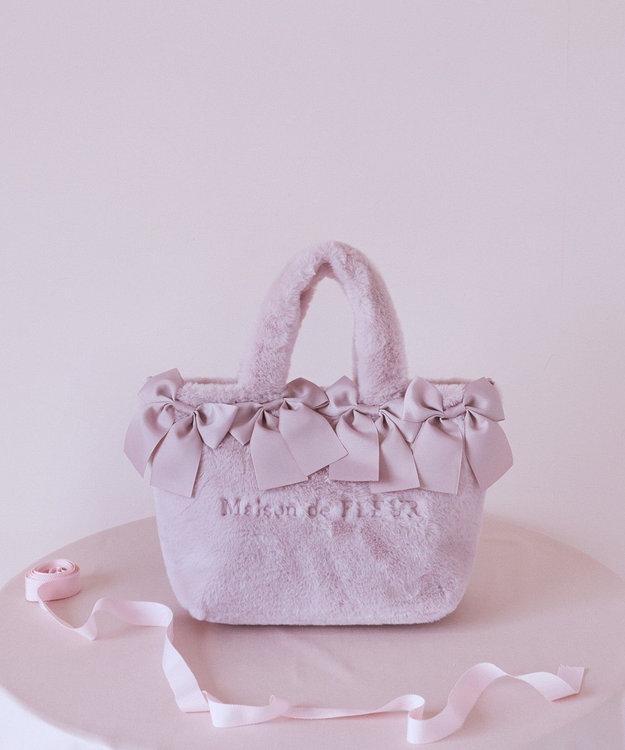 Maison de FLEUR ピンクマニア2Wayファーリボンバッグ Pink